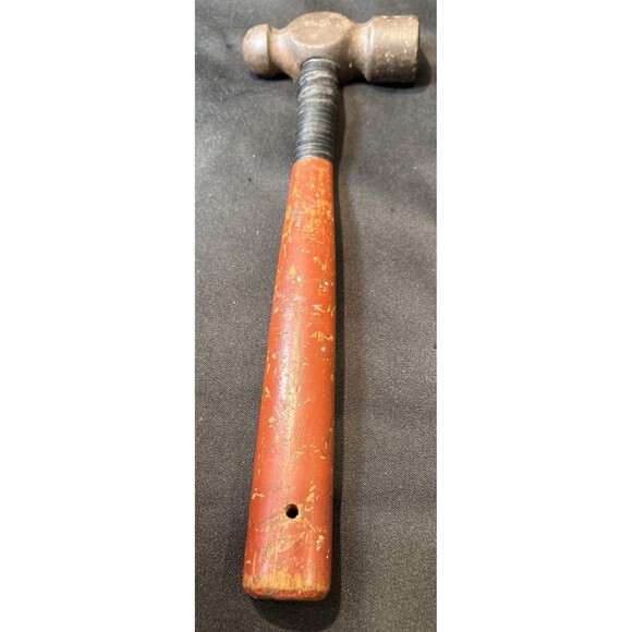 Vintage Red 24 oz Plumb Ball Peen Hammer Auto Body Machinist Blacksmith Tool - Picture 3 of 11